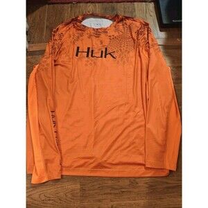 Huk Fishing Shirt Mens 2XL Long Sleeve Performance Outdoor Orange Lightweight